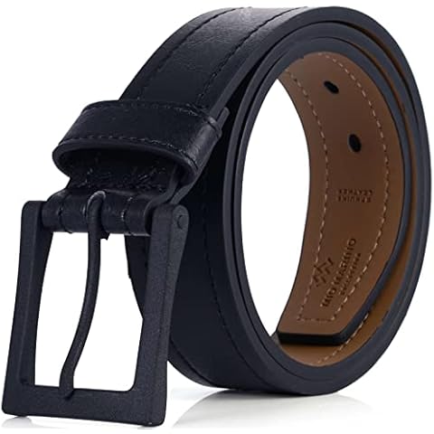 Marino Avenue Men's Belt, Leather Casual Belt, Looks Great with Jeans, Khakis, Dress - With Classic Single Prong Buckle - Solid - Deep Charcoal - 52 (Waist: 50) Cover