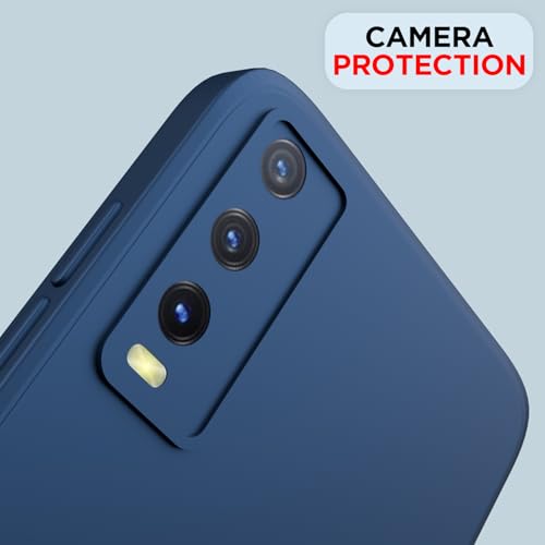 Image of Outlouders Back Cover for Vivo Y12s / Y20 / Y20i / Y20G | Camera Protection | Durable Soft Matte Silicone Bumper Case (Blue)