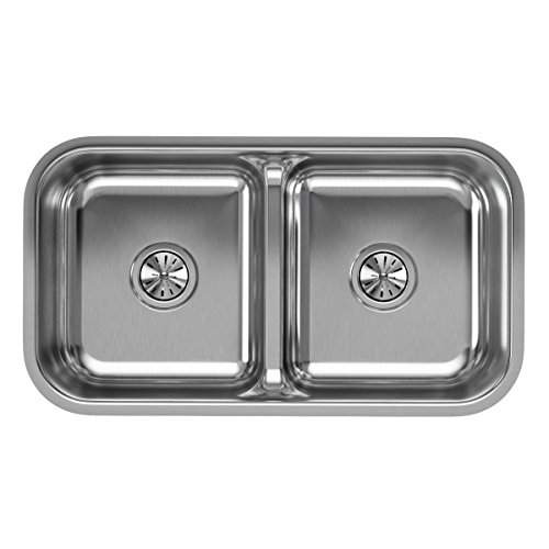 Elkay EAQDUH3118 Lustertone Classic Equal Double Bowl Undermount Stainless Steel Sink with Aqua Divide by Elkay - Used condition - US$99.18