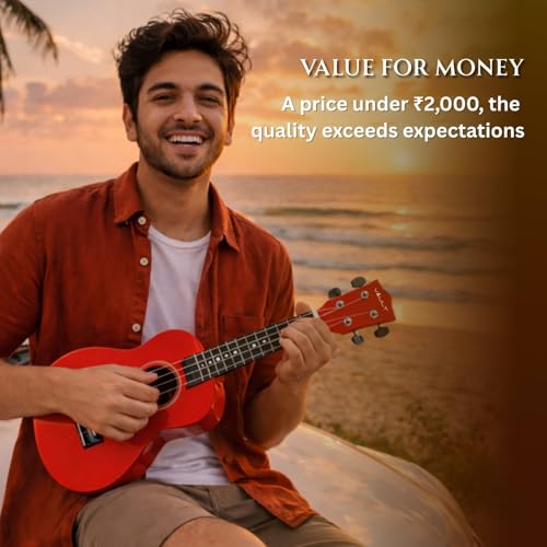 Image of Vault UK-003 21 inch Soprano Colourful Ukulele With Gig Bag (Red)