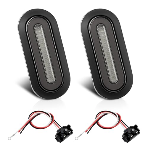 Image of 6 Inch Oval LED Trailer Tail Lights, 114 LEDs Smoked Lens Red Stop Turn Signal Running Brake Lights Waterproof 12V-24V Universal Tail Lights for Trailer Truck RV Van UTV (2 Pack)