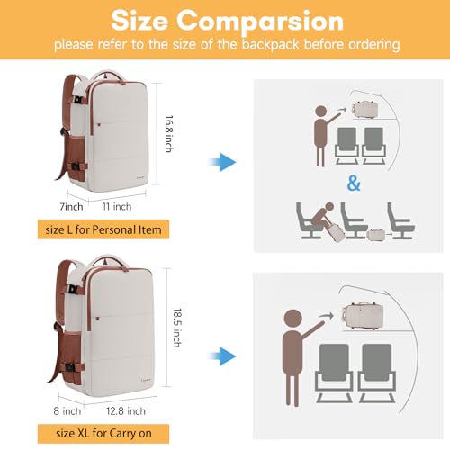 Image of Taygeer Backpack for Women, College Backpack with Laptop Compartment 40l | Travel Laptop Mochila Carry On Luggage with Shoe Pouch, Airline Approved Personal Item Bag for Weekender Hiking, Khaki White