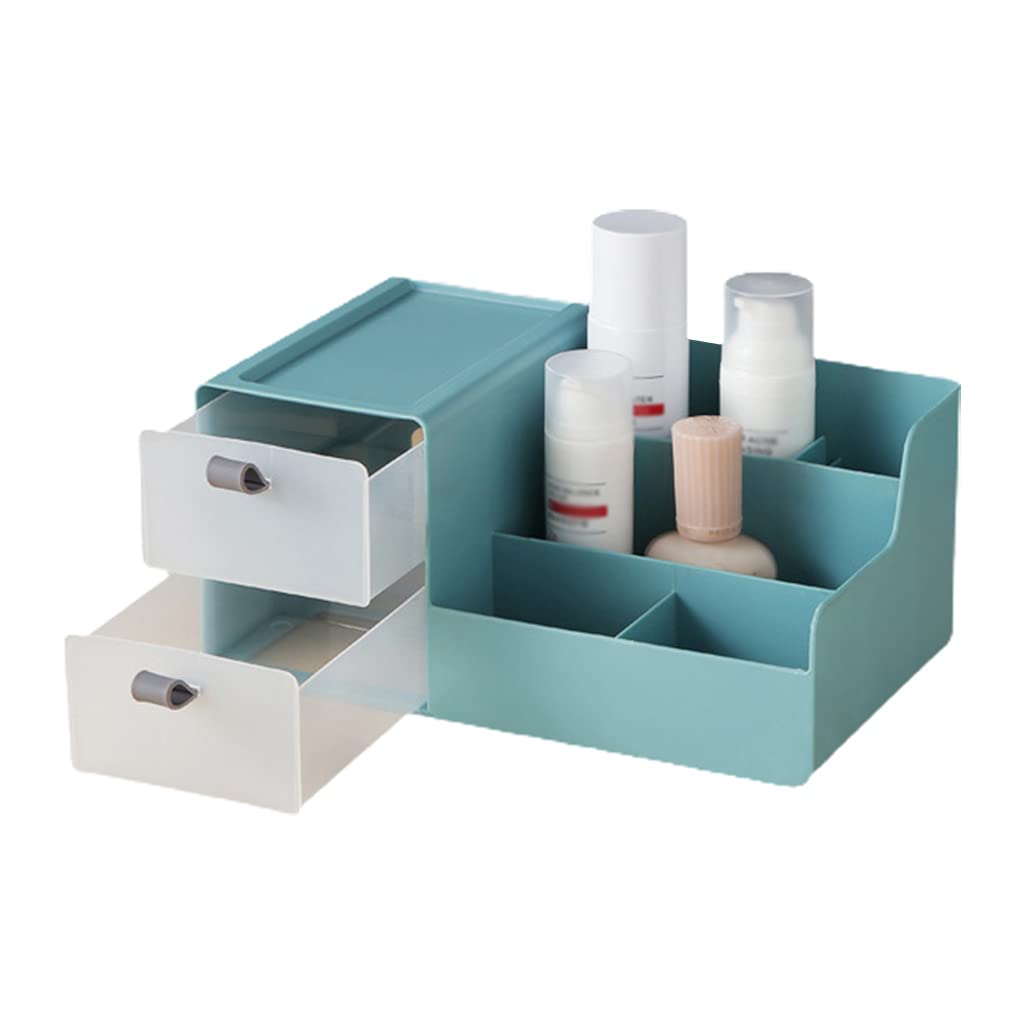 carotoe 4 Color to Choose Cosmetic Organizer Layered Design Large Capacity Silicone Drawer Easy to Use Make Room Neat Save Space Cosmetic Storage Rack with Drawers Blue Green Yellow