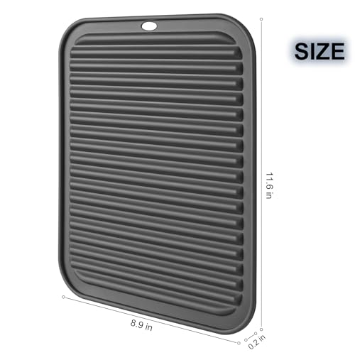 HOTEC BPA Free Silicone Trivets for Hot pots and Pans, 446℉ Heat Resistant for Kitchen Counter Dish Drying Mat, Set of 2 Dark Grey - Thumbnail 2