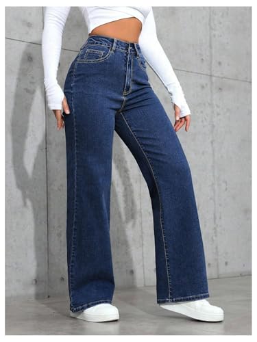 Floerns Women's Y2k Denim Pants High Waisted Straight Leg Stretchy Streetwear Jeans2