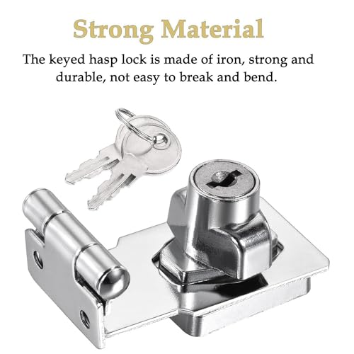 Litensh Shed Hasp Lock Padlock with Aliked Keys, Twist Knob Door Latch Bolt Lock Buckle for Drawer Cupboard Cabinet Furniture Mailbox Gates Closets (Silver Right Amgle - 2.5 Inch) - Image 6