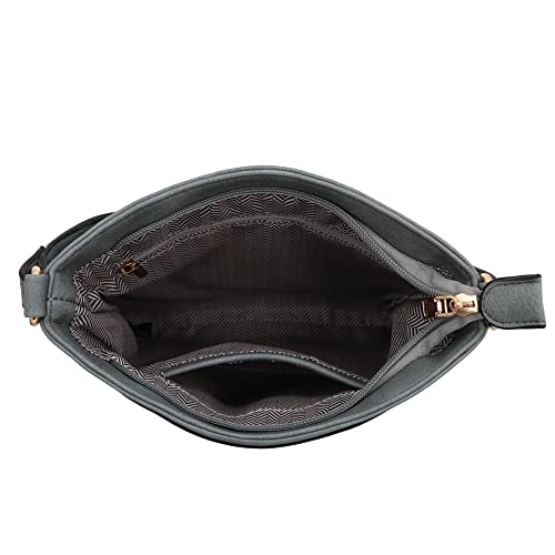 Image of Medium Size Solid Modern Classic Crossbody Bag with Gold Plate