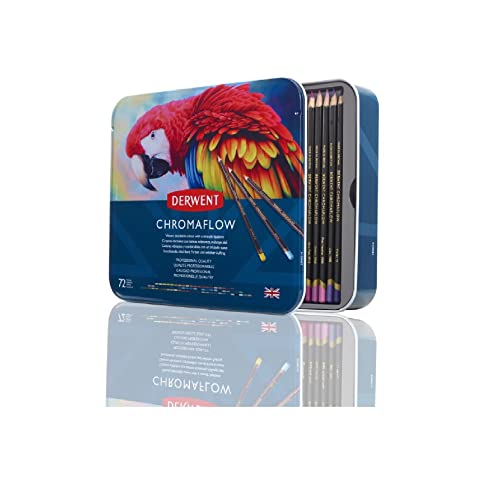 Derwent Chromaflow - Boîte de 72 Crayons de Couleurs, Mines Tendres de 3,5 mm, Faciles à Estomper, pour Dessin & Coloriage, Qualité Professionnelle, 2306014