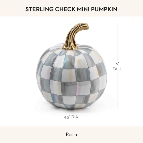 Image of MACKENZIE-CHILDS Resin Pumpkin, Mini, Gray-and-White Sterling Check