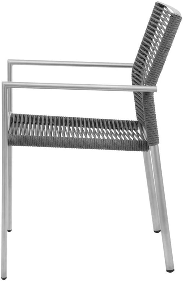 Source Furniture Avalon Aluminum Frame Patio Dining Arm Chair in Charcoal Rope