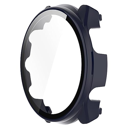 LICHIFIT Garmin(ガーミン)Forerunner 965用保護ケース カバー PCフレーム+強化ガラスフィルム スマートウォッチカバー 脱着簡単 耐衝撃 傷防止軽量 おしゃれ アクセサリー (ダークブルー)