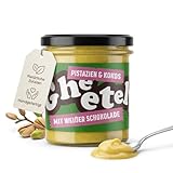 CG Gheetella Ghee Nuss Protein Creme – 320g Ghee Nuss Nougat Creme - Handgemacht, Laktosefrei, Glutenfrei - Brotaufstrich, Dessert Topping - Ohne Zuckerzusatz, Keto, Paleo (Pistazie & Kokos)