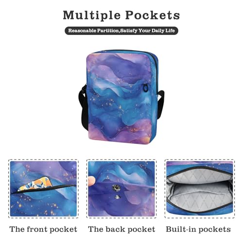 crossbody messenger bag shoulder bags Casual Purse Cross Body Adjustable Strap for business business- Beauty Blue Pink Purple2