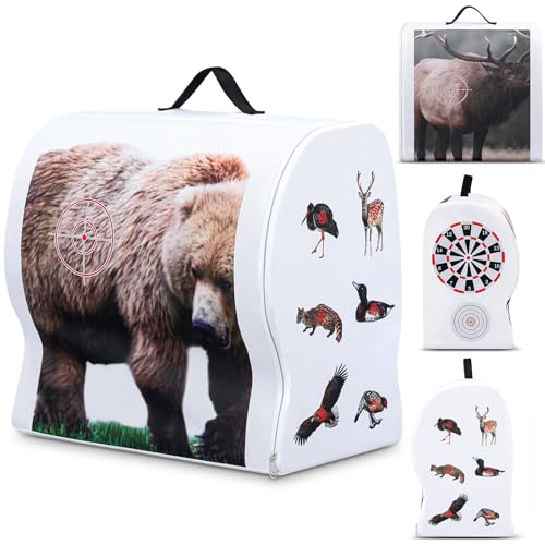 Sonwyoung 3D Archery Targets Bow Target Arrow Target with Handle Beer Bear Animal Patterns Portable for Outdoor Shooting