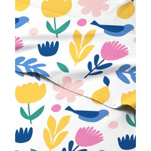 Kids Full Size Tulip Bed Sheets - 4 Piece Kids Tulip Sheet Set - Floral Garden Bedding - Ultra-Soft, Cute & Cozy - Breathable & Machine Washable - Colorful Bed Set for Boys, Girls, Teens & T