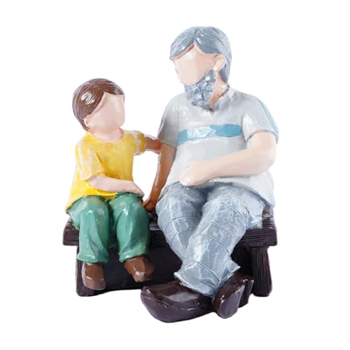 Brizoria Father and Son Bench Resin Statue, Intimate Father-Son Bond Figurine, Collectible Character Sculpture Decor, Family Figure Ornament