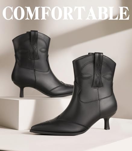 Kitten Heel Ankle Boots for Women Cowgirl Boots Womens Cowboy Booties Pointed Toe Dress Western Short Shoes2