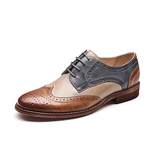 U-lite Women’s Perforated Lace-up Wingtip Multicolor Leather Flat Oxfords Vintage Oxford Shoes