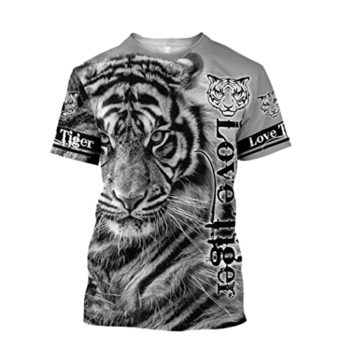 T-shirt Harajuku homme motif tigre 3D vêtement streetwear manches courtes mode été taille S