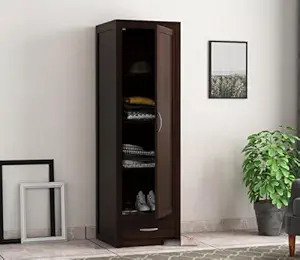 KARINA FURNITURE Wooden Wardrobe for Clothes | Sheesham Wood 1-Door Wardrobe with 4 Shelves Storage | Solid Wood Large Cupboard Almirah: Storage Cabinet for Your Living Room/Bedroom (Design 37)
