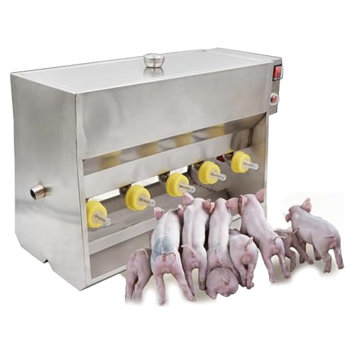 Comedero automático para lechones con calefacción ajustable - 15 L para 10 lechones, sistema de mezcla integrado y sonido de cerda - para la cría de lechones, corderos y terneros 10 Nipples ( 10N