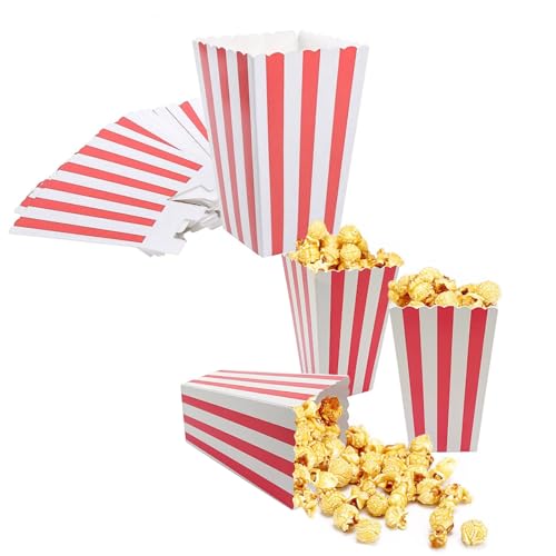 50 Pcs Boîtes à Popcorn, Sachet Pop Corn en Papier, Bonbons Boîtes, Boîtes à Popcorn en Carton pour Fête, Anniversaires, Soirées Cinéma,Collations,...