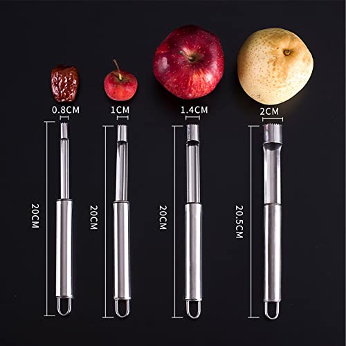 Foto von Apfelentkerner, Core Seed Remover, Fruchtkernentferner, Edelstahlkernentferner Set für einfach und praktisch, Werkzeug zum Entfernen von Fruchtkernen für Longan, Litschi, Kirsche- 4 Stück