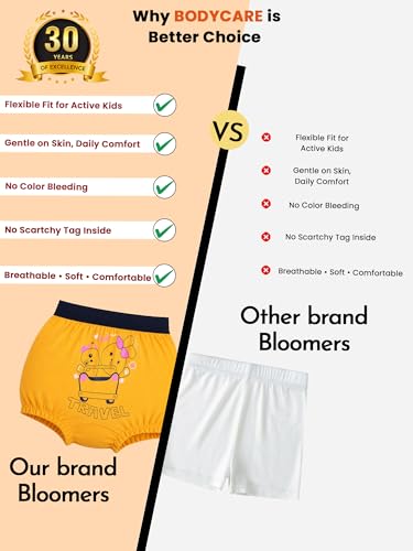 Image of BODYCARE Unisex Bloomers Pack of 6 | Cotton Spandex Breathable Ultra Soft Stretchable | Skin Friendly, Tagless Comfort | Ideal for School
