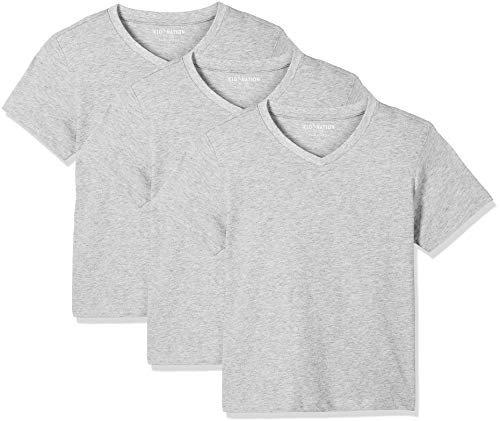 Kid Nation Kids Unisex 100% Cotton Tagless Short Sleeve V Neck T Shirts（ 2 Packs or 3 Packs ） 4-12 Years