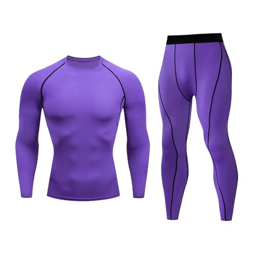UIKIFY Men's Compression Base Layer Long Sleeve Skin Fit + Compression Leggings Set Muscle Support Running Wicking Quick Dry Sportswear Sets Athletics Sports Compression Tight