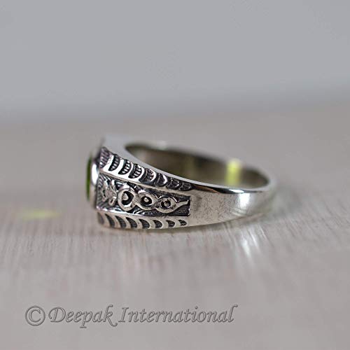 Peridot Gemstone Ring, 925 Sterling Silver, Oxidized, Unique Ring, Men's Heavy Ring, Anniversary Gift For Husband, Antique Ring For Him, Elegant Ring, New Year Gift, Fancy Ring #TOP5