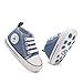xioqen Baby Boys Girls Canvas High Top Sneakers, Non-Slip Denim First Walkers, Infant Newborn Soft Fashion Shoes (01/Light Blue Rubble Sole,12-18 Months)