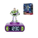 LEXIBOOK, Disney Toy Story Buzz Lightyear, Despertador Digital, Figura de Luz Nocturna 3D, Efectos de Sonido, Pantalla LCD Retroiluminada, Función de Repetición de Alarma, Morado y Verde, RL800TSLXB