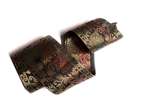 Image of Floral Brocade Ethnic Work Laces and Borders Material for Dresses, Sarees, Lehenga, Suits, Blouses, Dupatta, chunri and Crafts