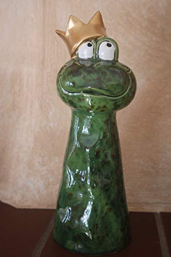 Holzwurm Zaunfrosch aus Keramik, H 24 cm, Froschkönig
