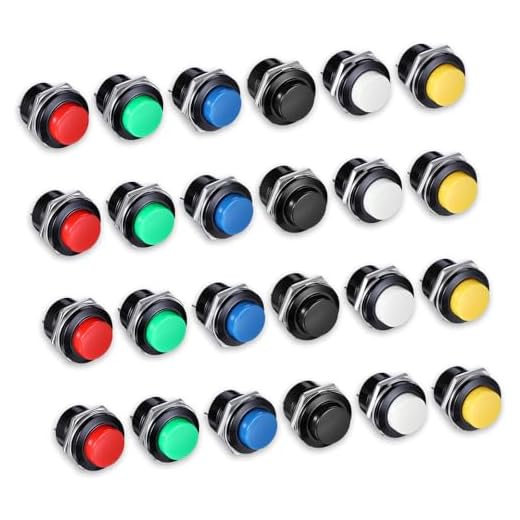 24 Stück Mini Momentary Push Button Schalter, 16MM Selbstrückstellende Rundtaster Sortiment Rund Drucktaster, 3A 250V AC 2-Polig, Vorverkabelt mit Kabelschuhen für Auto, Arcade Industrie