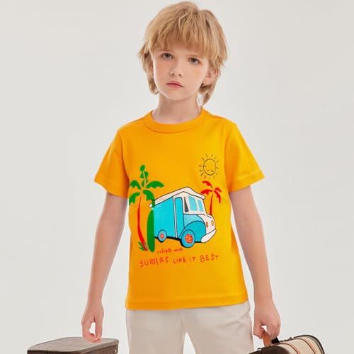 Image of DEEKEY Toddler Boys Shirts Short-Sleeve Little Kids t Shirts Boys' Tops, Tees & Shirts Graphic TEE Age for 2-7 Years 4-Pack
