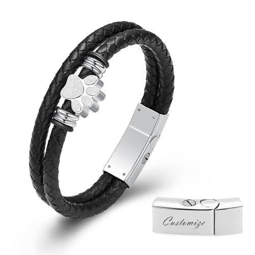 memorial jewelry Hund Pfote Urne Armband für Asche geflochtenes Leder Einäscherung Schmuck für Asche für Hund Katze Keepsake Armreif