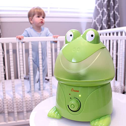 Crane Ultrasonic Cool Mist Animal Humidifier for Kids Bedroom and Nursery, 1 Gallon Easy Clean, Adjustable Settings, Frog Humidifier