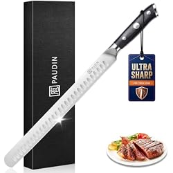 PAUDIN Brisket Knife, 12 Inch Dishwasher Safe Carving Slicing Knife for Meat, Razor Sharp German 1.4116 Steel Smoked Meat Cutter with Non-Slip Ergonomic G10 Handle & Gift Box, Perfect Gifts for Men