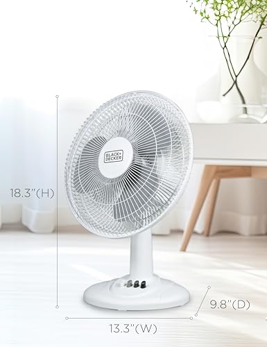 Black+Decker BFDT12SW Desk Fan For Home And Office, 12 Inch Fan With 3 Speed Settings, Oscillating Portable Fan thumb #6