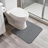 Bosap Toilet Rugs U Shaped Bathroom Rug,Machine Washable Non Slip Quick Dry Super Absorbent Ultra Thin Toilet Mats for Bathroom Toilet.Dark Grey,1'8