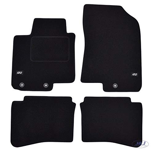 J&J AUTOMOTIVE | Velours Fußmatten mit Logo Autotepiche Passend Für I20 2015-2020, Genaue Passform, rutschfeste Untregrund, Verstärkt Im Pedalbereich, Vorne Und Hinten, mit Befestigungen