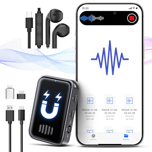 128G Magnetic Voice Recorder,Voice Recorder with Playback,Portable Digital Audio Recorder with 2330H Store,MP3 Player,Recording Device for Work, Meetings,Interviews,Lectures