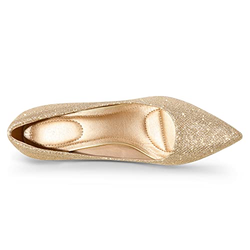 Mysoft Women's Heels Pumps Pointed Toe 4In Heels Dress Wedding Shoes Gold Glitter #TOP2