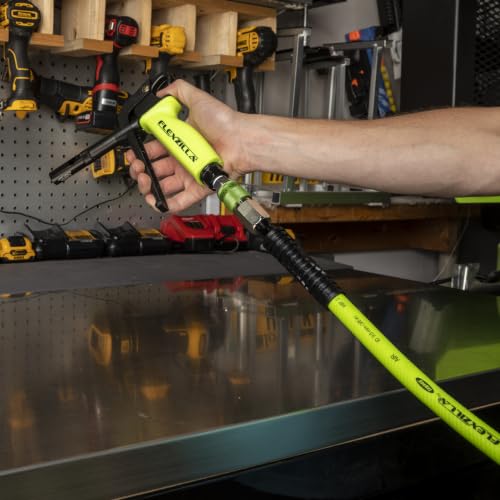 Image of Flexzilla Air Compressor Hose, 3 /8 in. x 50 ft., 1 /4 in. MNPT Fittings, No-Kink, All Weather, Lightweight, Premium Hybrid Polymer, 300 PSI, ZillaGreen