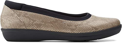 Clarks Clarks womens Ayla Low Ballet Flat, Taupe Snake Print Synthetic, 5 US