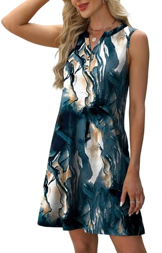 Image of XIEERDUO Summer Dresses for Women 2026 Beach Vacation Clothes V Neck Button Sundresses with Pockets