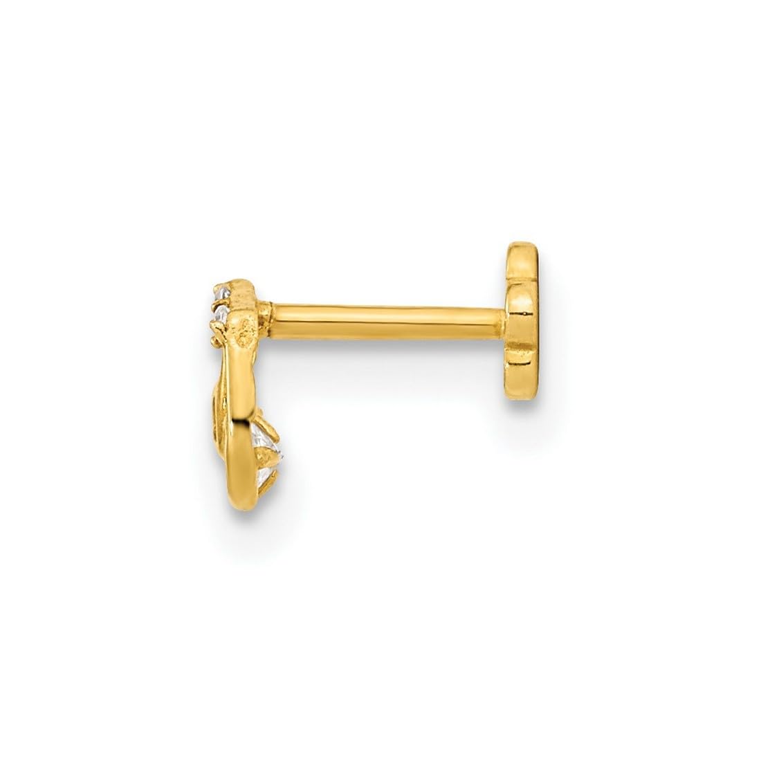 Körperschmuck aus 14 Karat Gold, 19 Gauge, Musiknote und Zirkonia, künstlicher Diamant-Knorpel, Körperschmuck, Maße: 8,48 x 4,74 mm breit, Schmuck für Damen, One Size, Zirkonia Edelstein Zirkonia