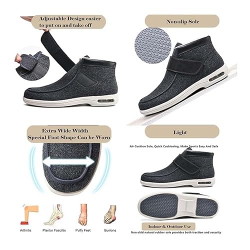 Comfortable Winter Thermal Fleece Lined Adjustable Wide Width Elderly Diabetic Shoes, Men Fattening Widening Feet Walking Edema Sneakers, for Elderly Foot Pain Relief Arthritis Feet4